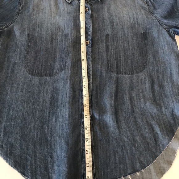 Rails Blue Distressed Denim Button Down Shirt - Picture 6 of 7